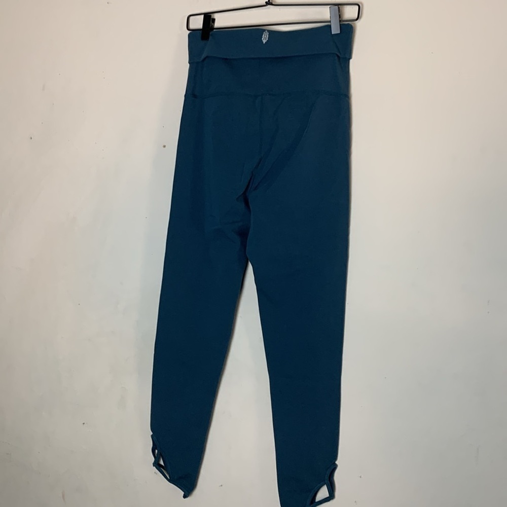 FREE PEOPLE Movement Moon Shadow Fold Over Leggings Teal Size Medium - Picture 6 of 8